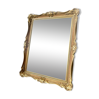 Antique Wooden Frame  gold colored  28 cm x 22 cm CONVEX Glass