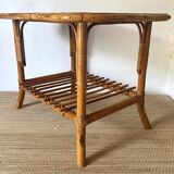 Rattan coffee table with sailboat decor from the 60s