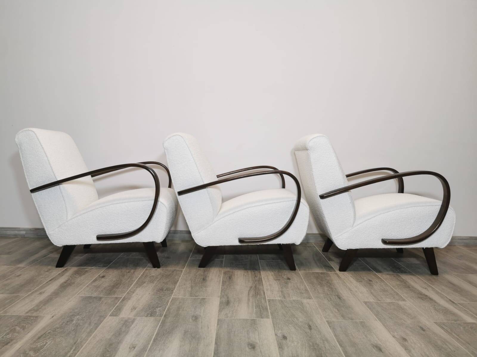 Set de 3 fauteuils par Jindrich Halabala, 1940s