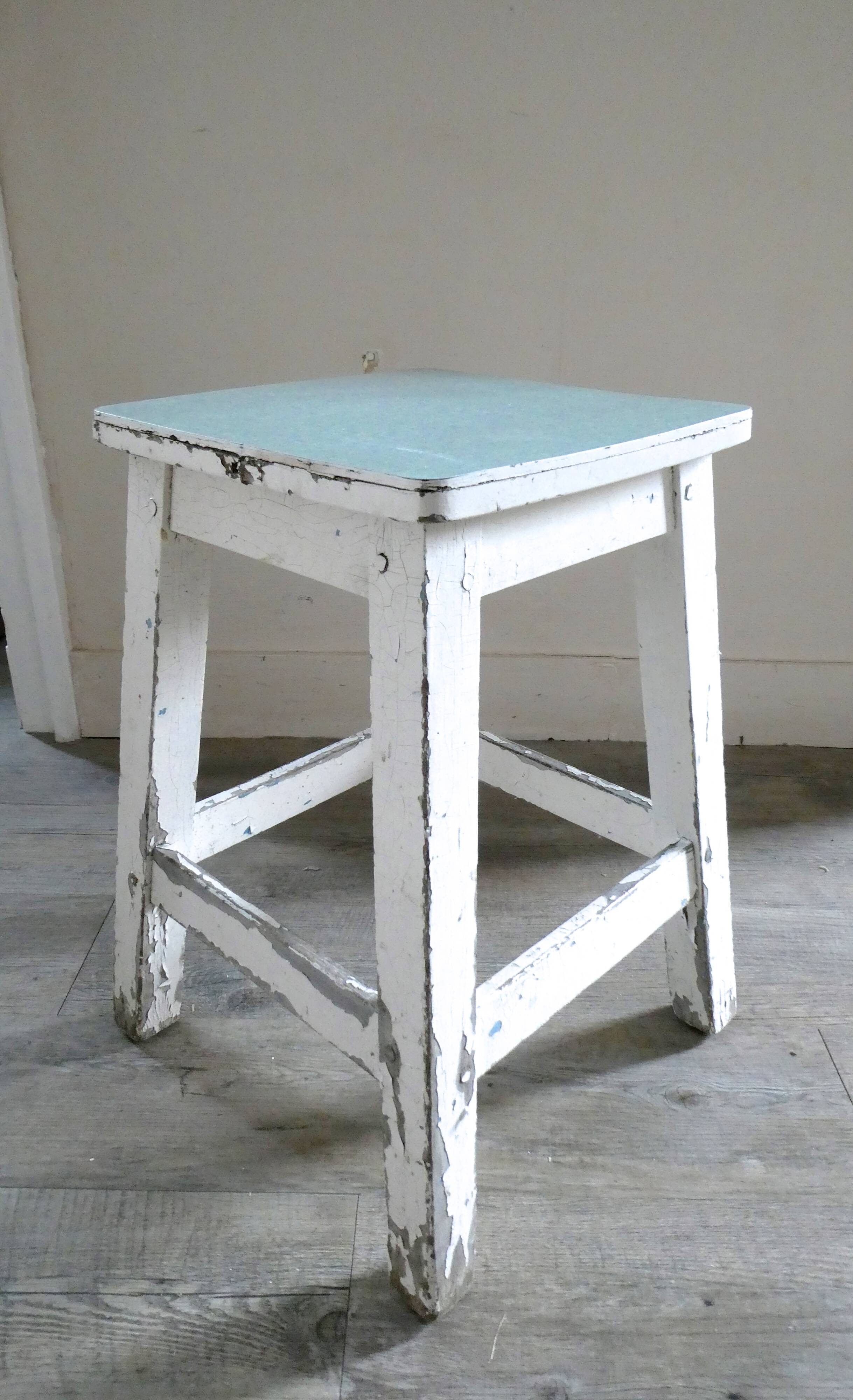 Stool with formica seat Mint green, years 50
