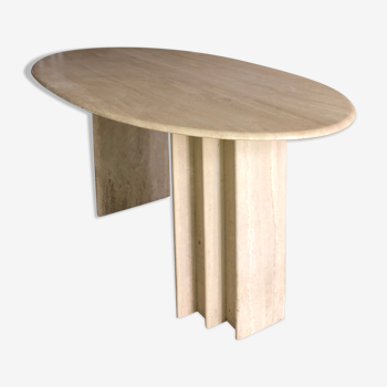 Vintage travertine oval table