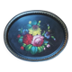 Large oval tray vintage metal hand-painted metal pattern flowers made in ussr numbered