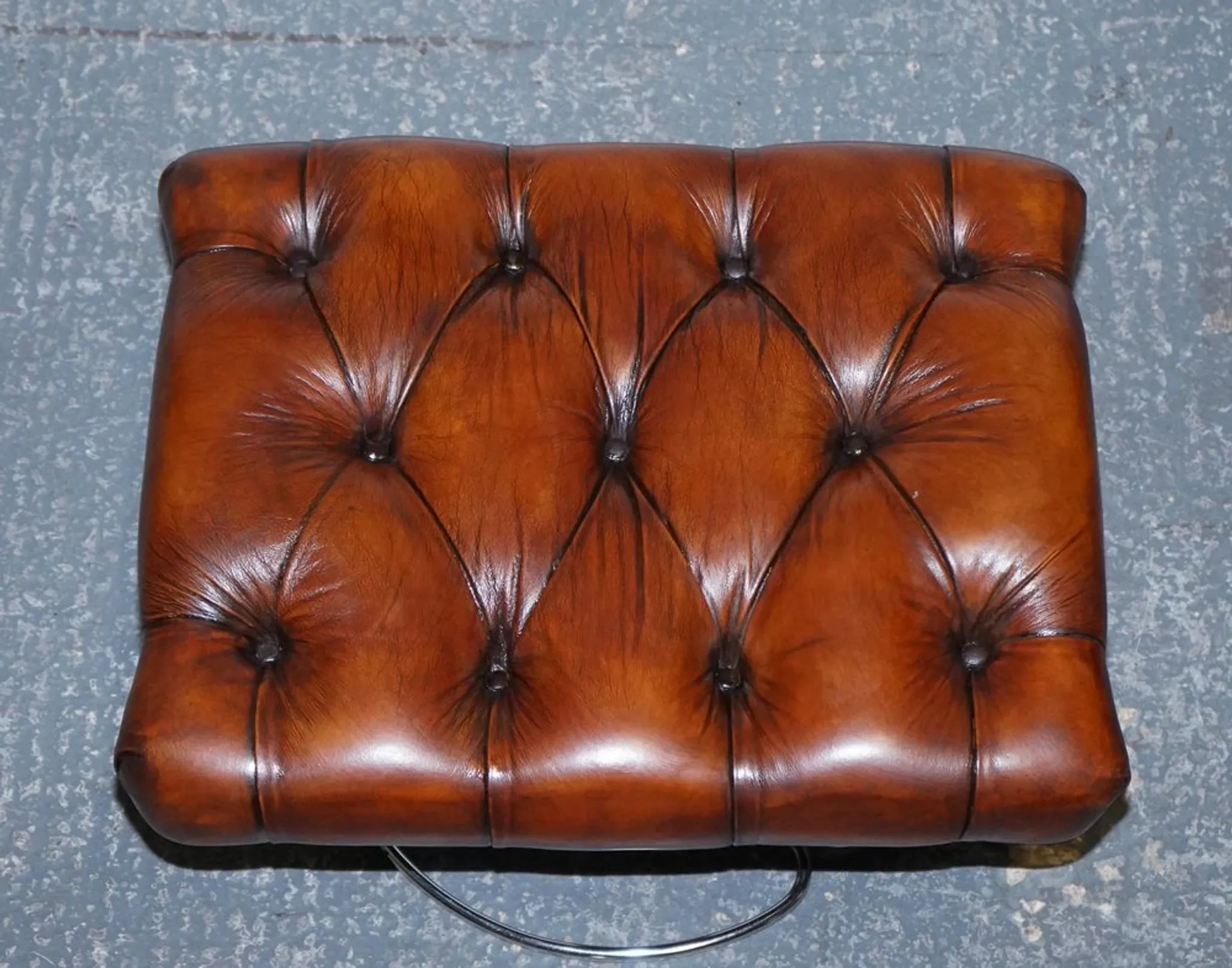 Vintage Brown Leather Armchair and Ottoman Set Hand-Dyed