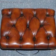 Vintage Brown Leather Armchair and Ottoman Set Hand-Dyed