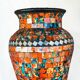 Orange mosaic vase and vintage bohemian chic glass - Mosaic pot