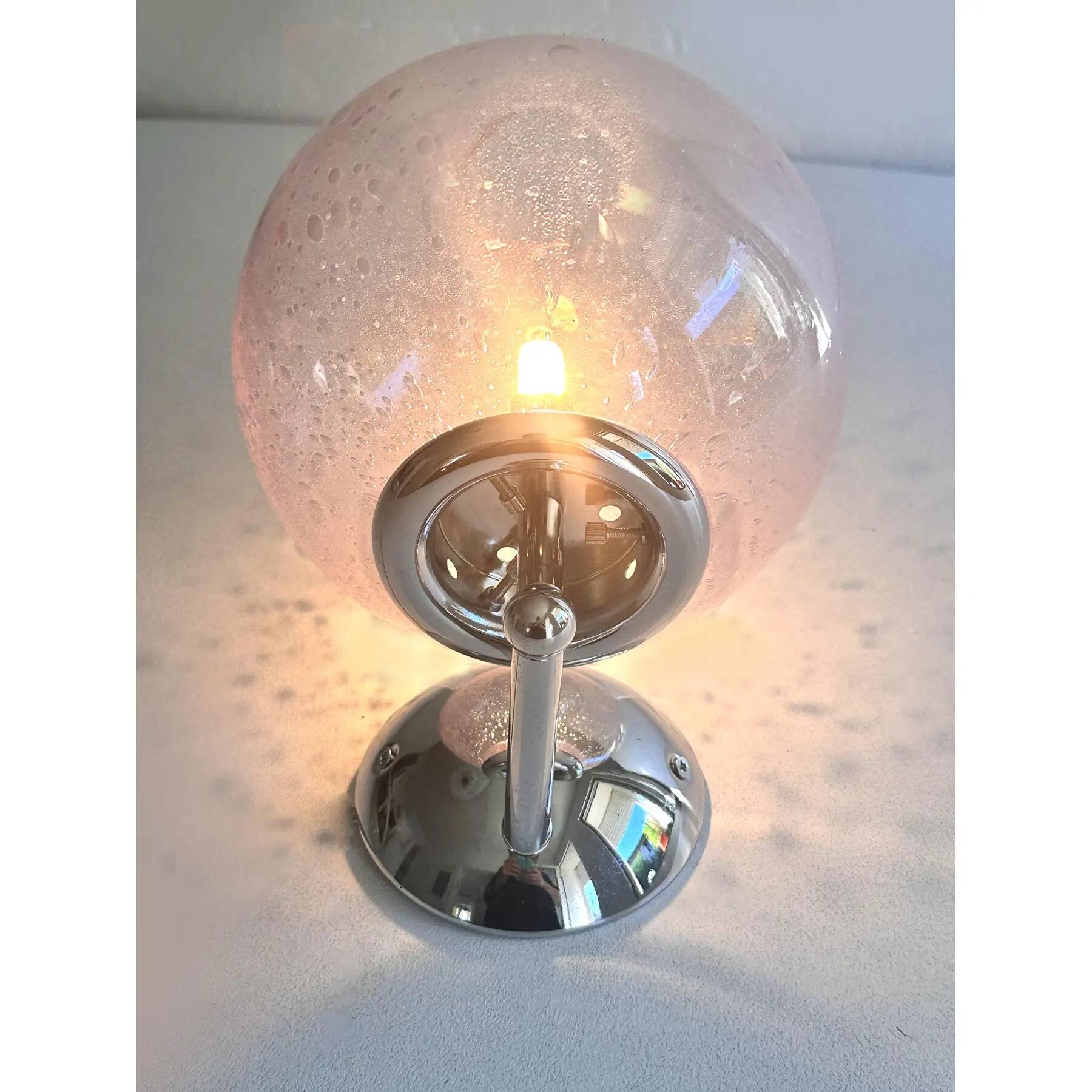 Set of Two Contemporary Pink "Pulegoso" Murano Glass Wall Sconces