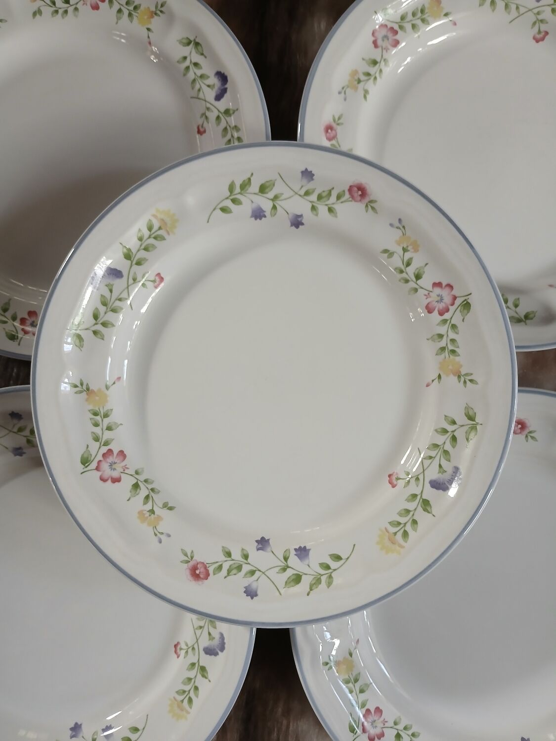 6 antique dessert plates "English Garden"