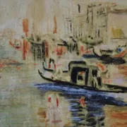 Venice "The Grand Canal" Old painting Oil on canvas