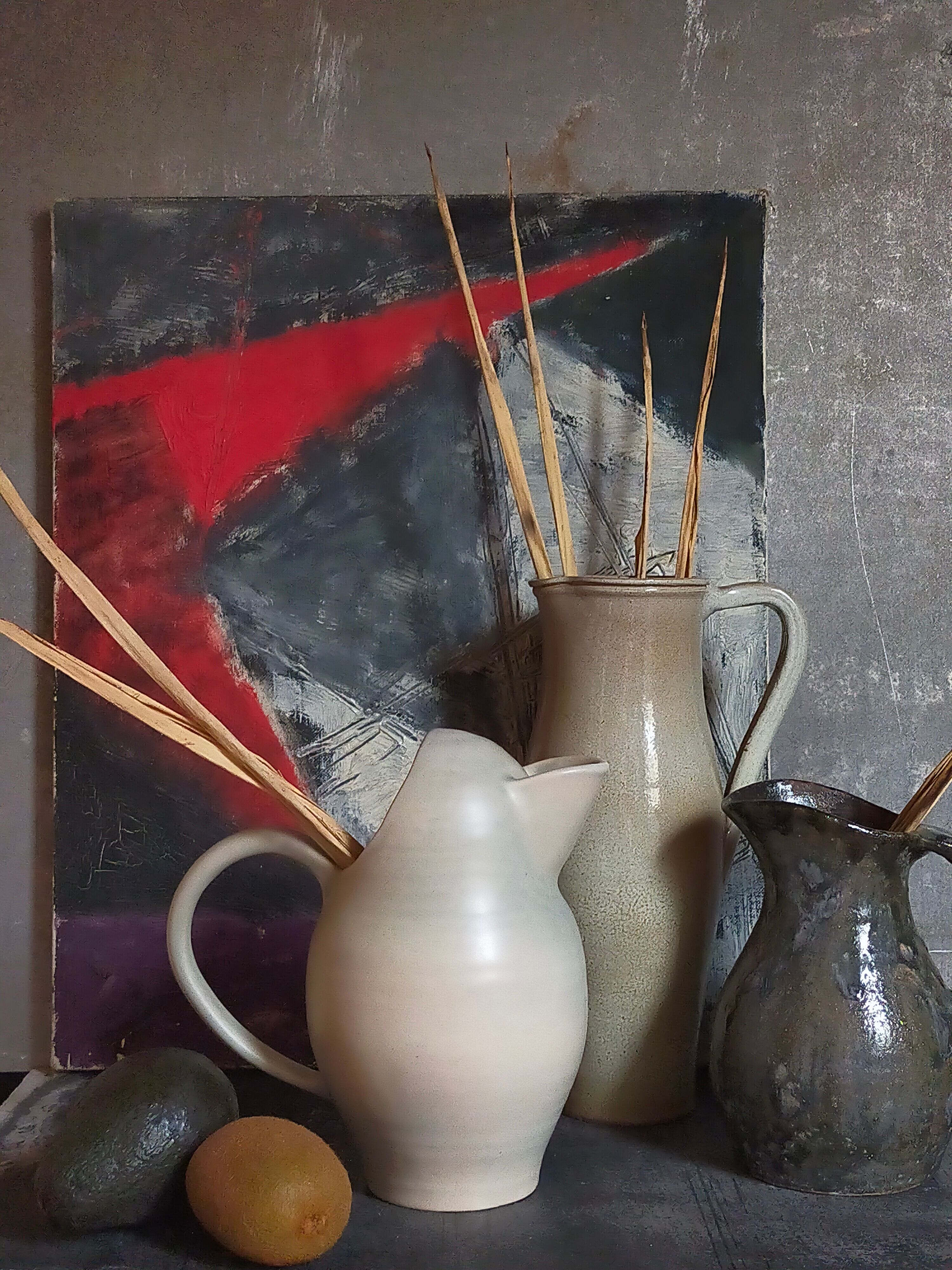 Ceramic potter's pitcher with matte enamel, 50s