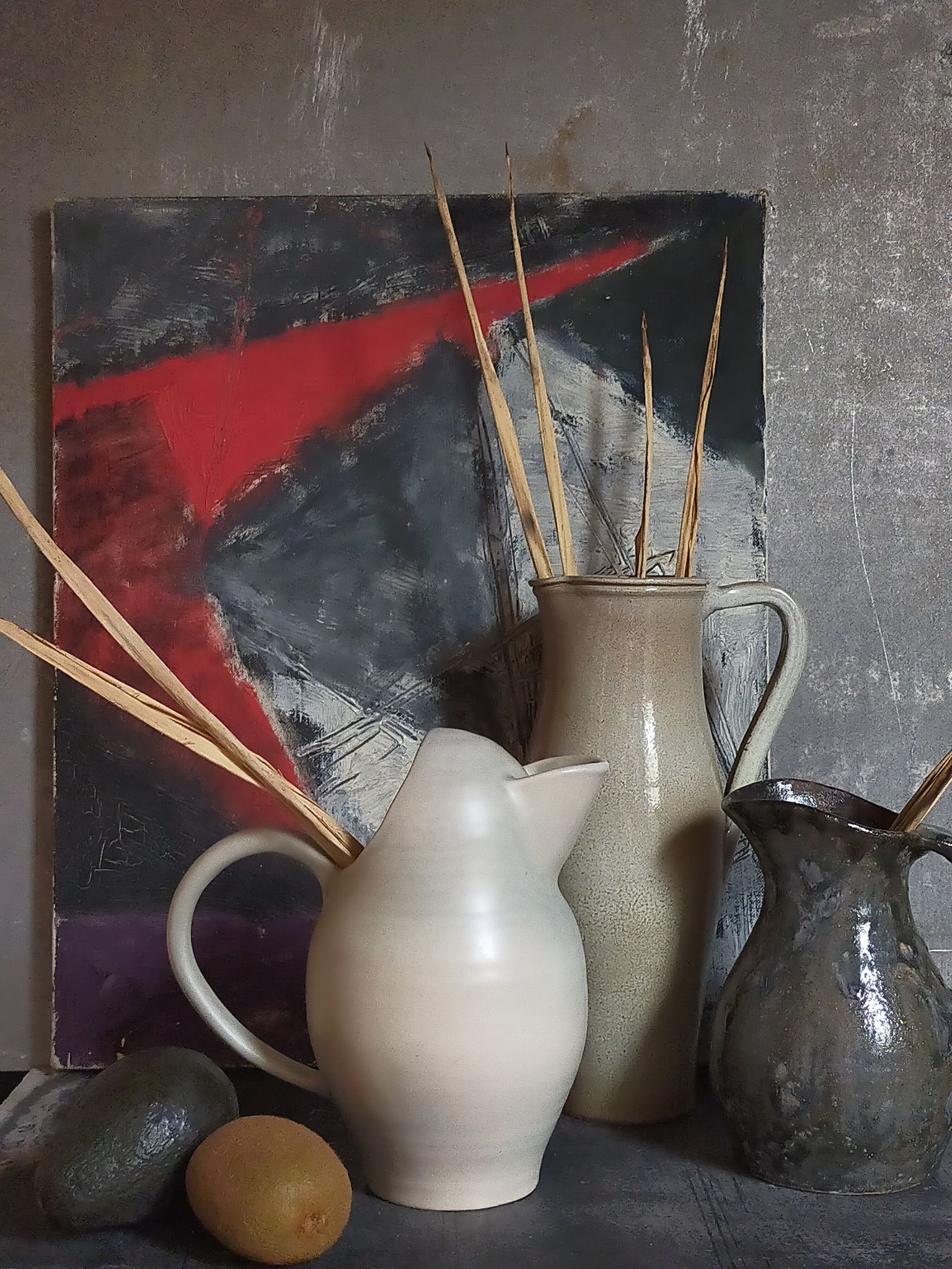 Ceramic potter's pitcher with matte enamel, 50s