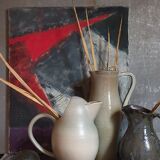 Ceramic potter's pitcher with matte enamel, 50s