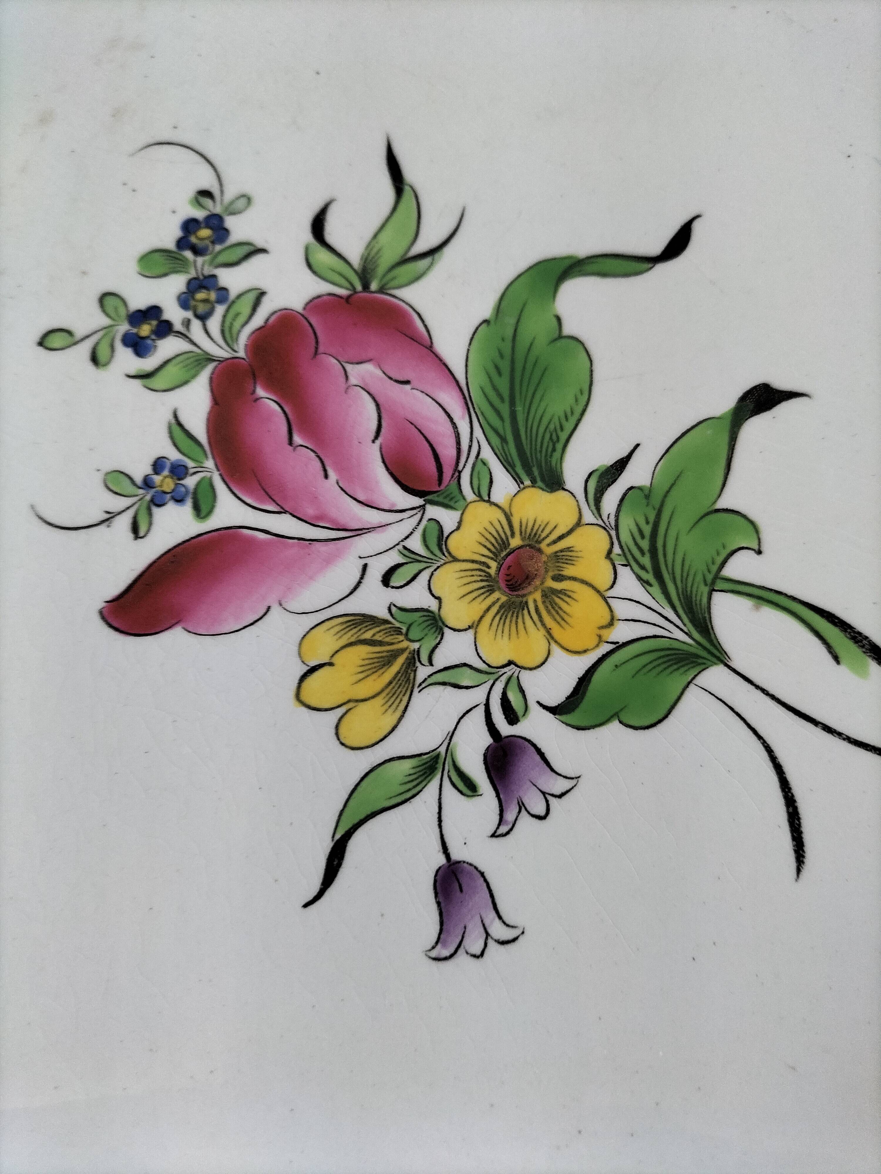 Antique KG Lunéville trivet – Hand-decorated floral design