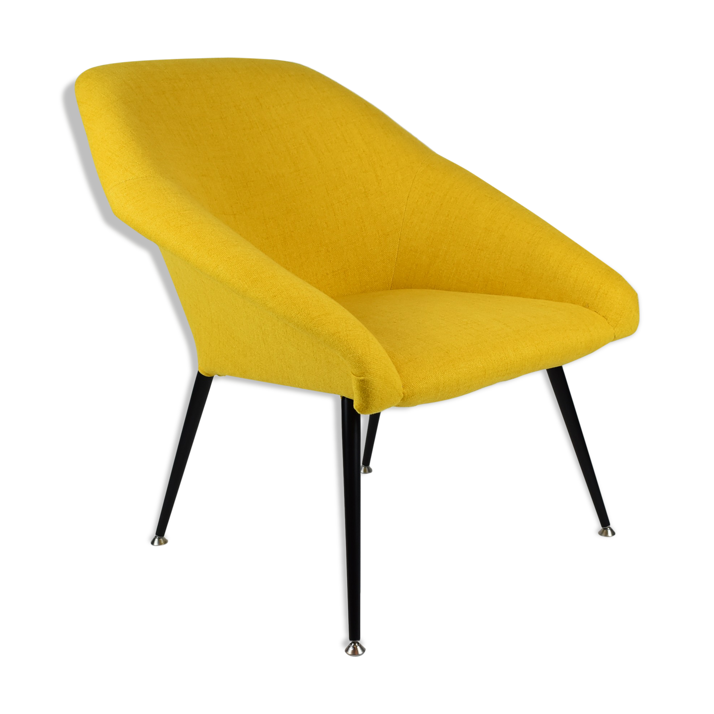 Vintage polish armchair shell, fully renovated, 1960s, fabric, chrome