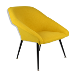 Vintage polish armchair shell, fully renovated, 1960s, fabric, chrome