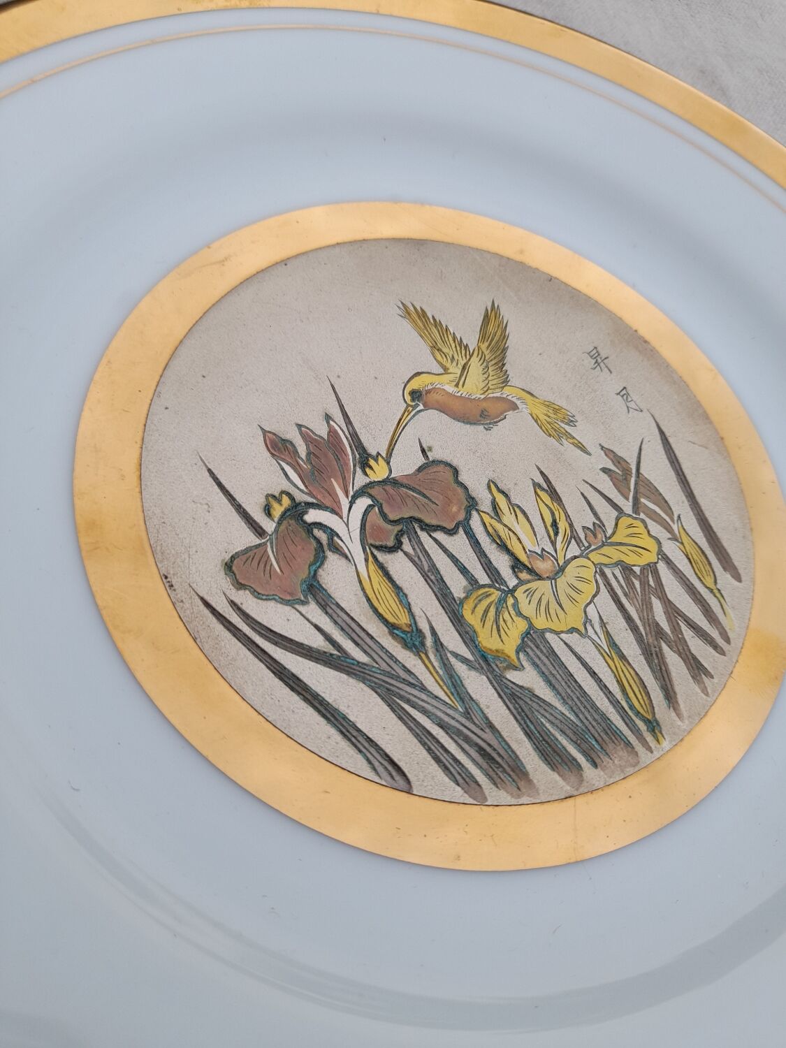 Collectible plate "Chokin's art" gold 24 K, made in Japan, vintage