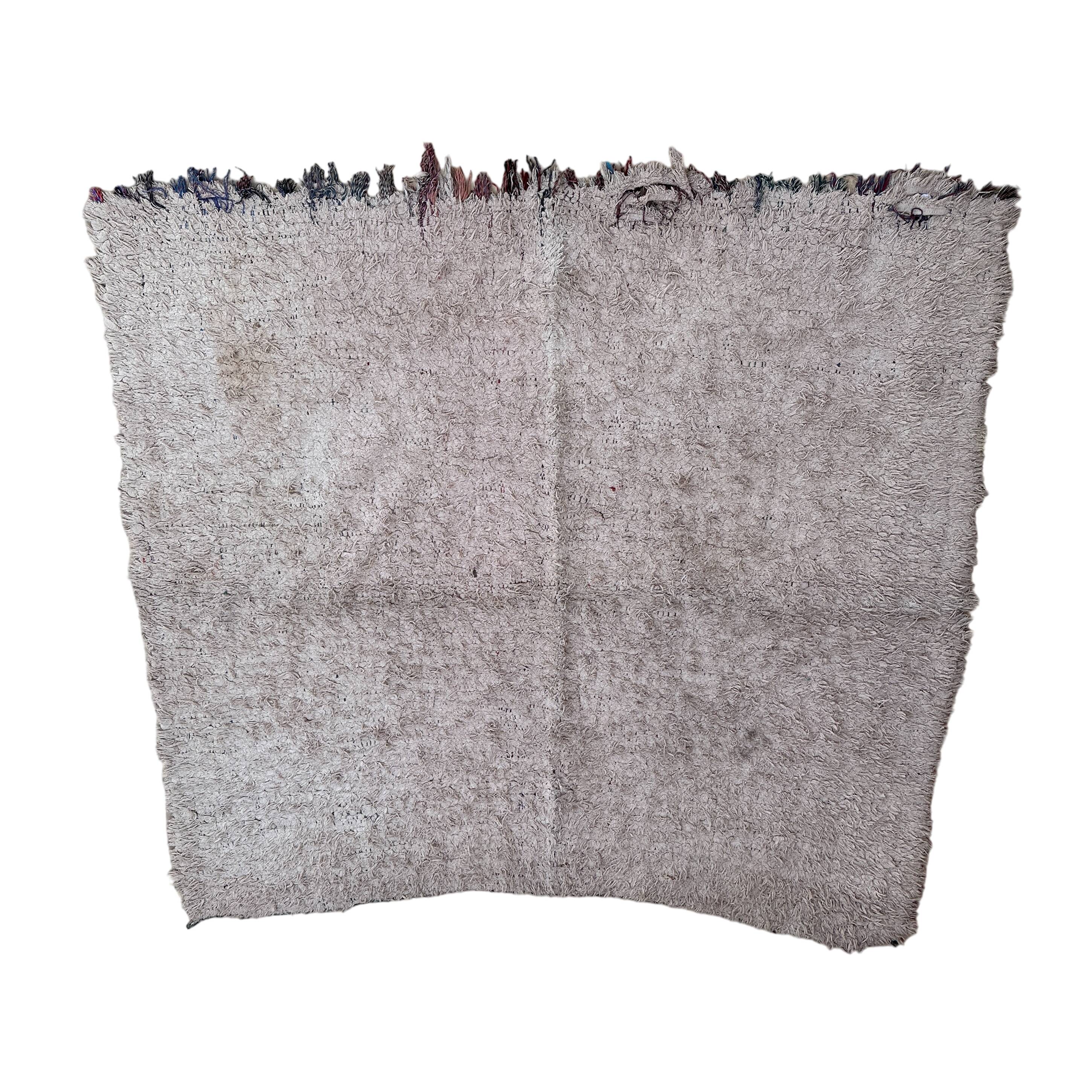 Moroccan Boucherouite rug white - 193 x 177 cm