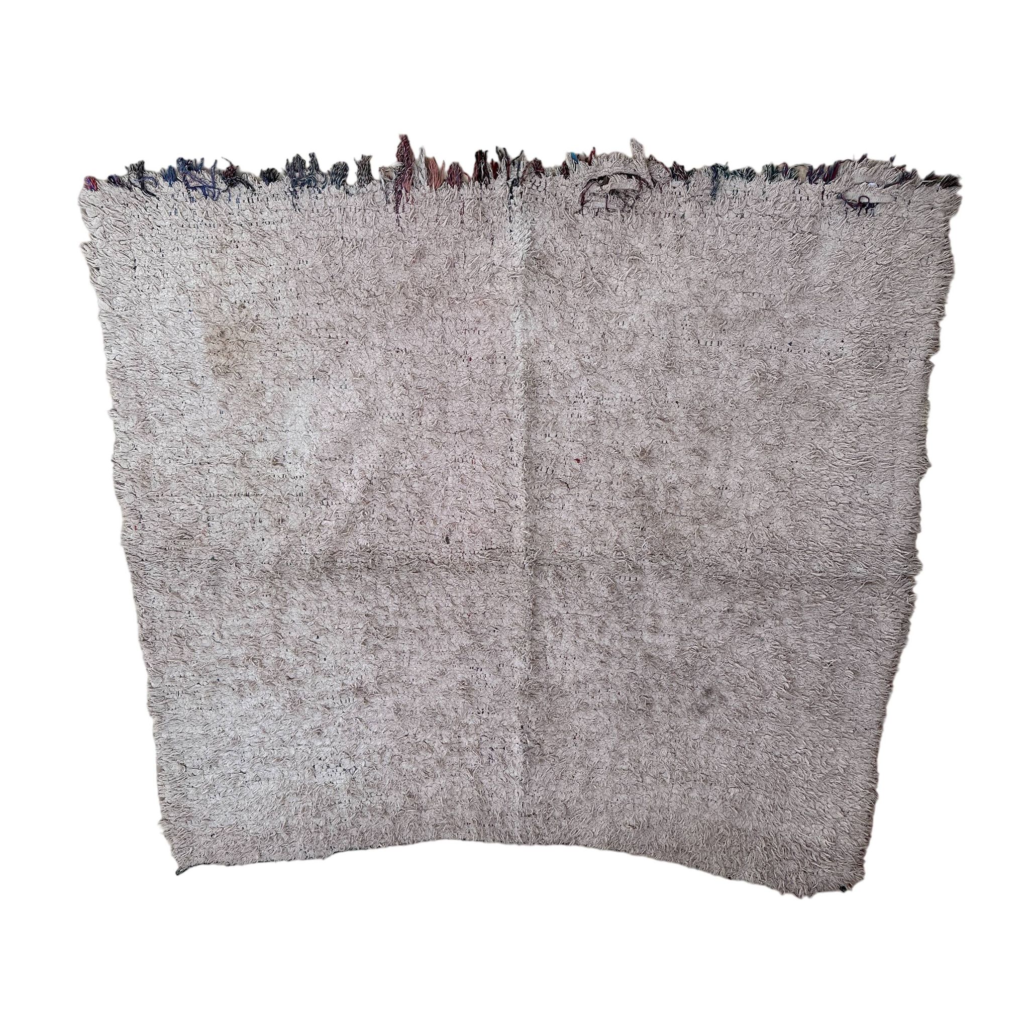Moroccan Boucherouite rug white - 193 x 177 cm