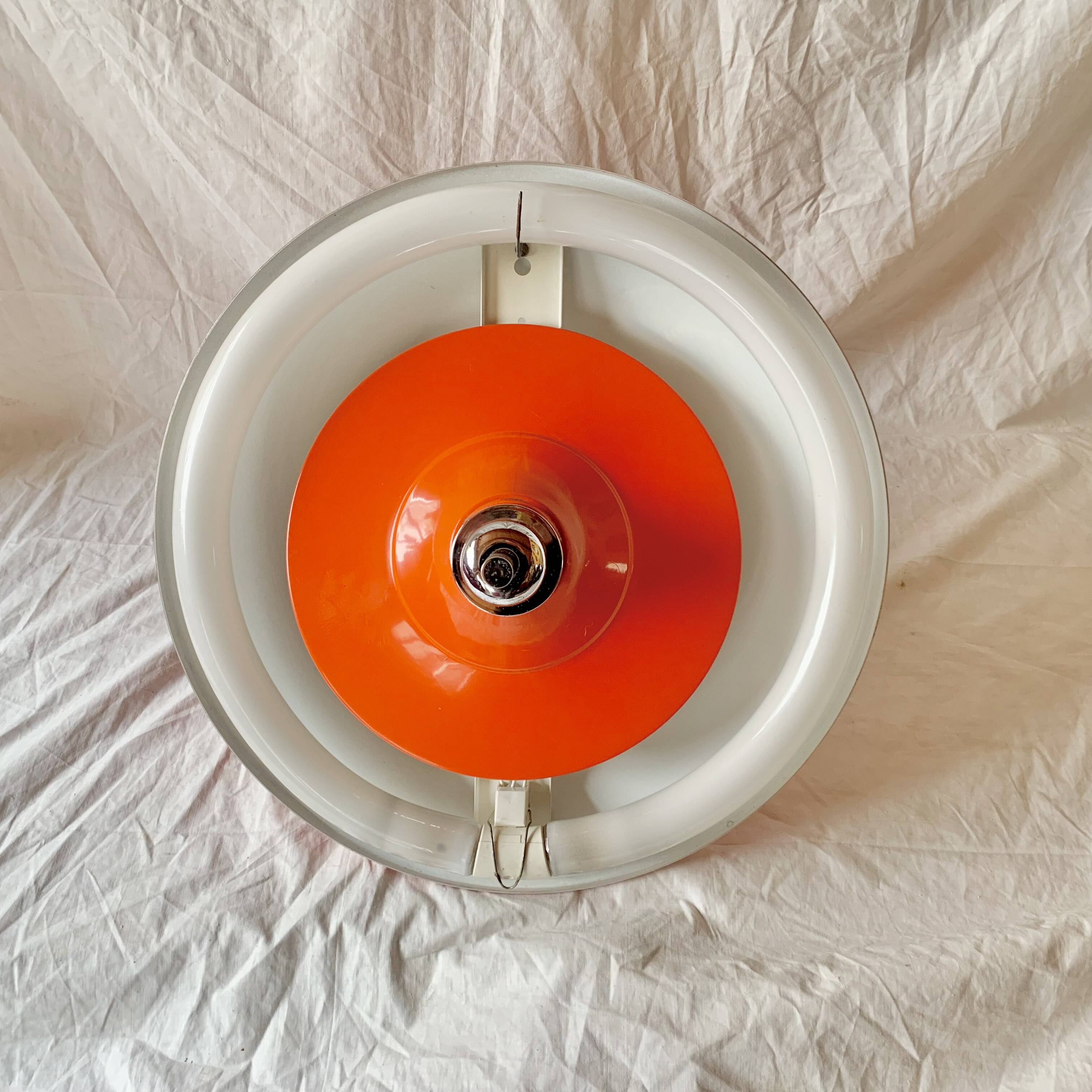 Suspension Space Age Design en métal laqué orange