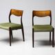 Pair of chairs Model No 71 by Niels Møller in teak and moss green velvet, 1960.