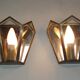 Matching pair french mid century copper & glass single light wall lanterns 3915