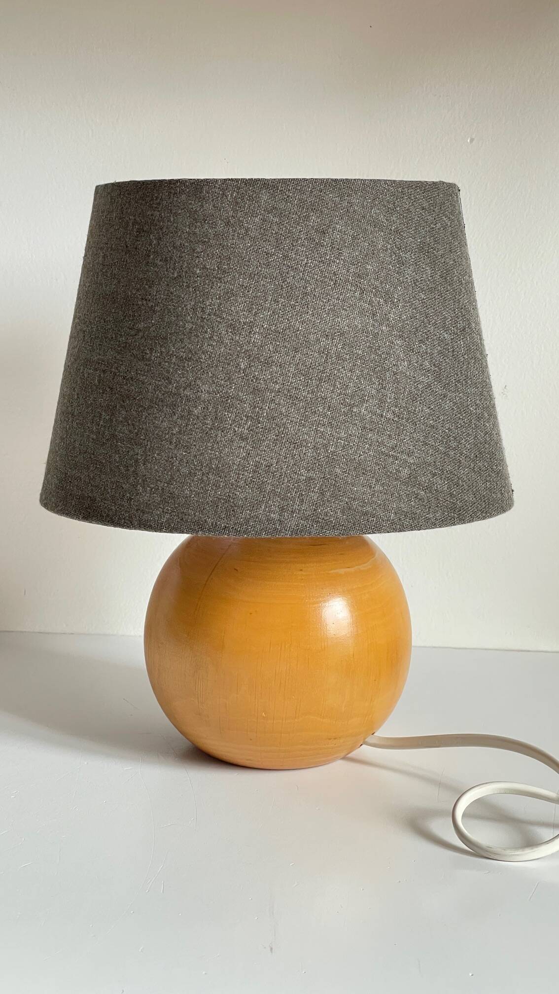 Solid wood ball lamp from the 70s
