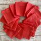 Ensemble de 12 serviettes damassées teintes en rouge corail - coton - 50x50 cm