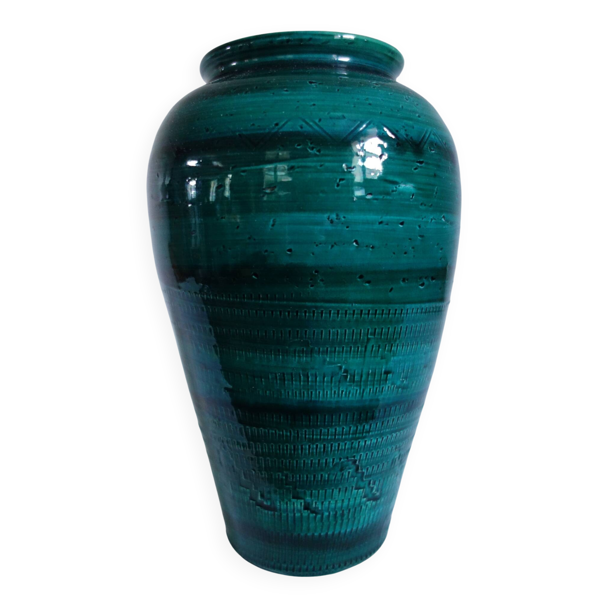 Vintage green glazed ceramic vase