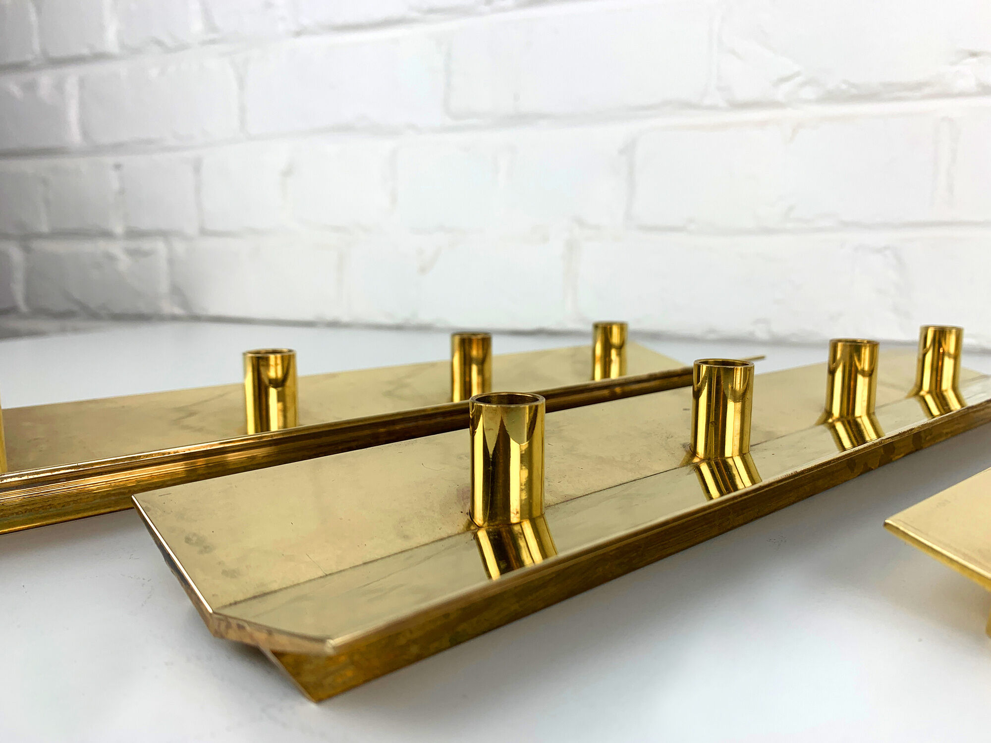 Scandinavian brass candle holder, vintage, Pierre Forsell for Skultuna, 1960