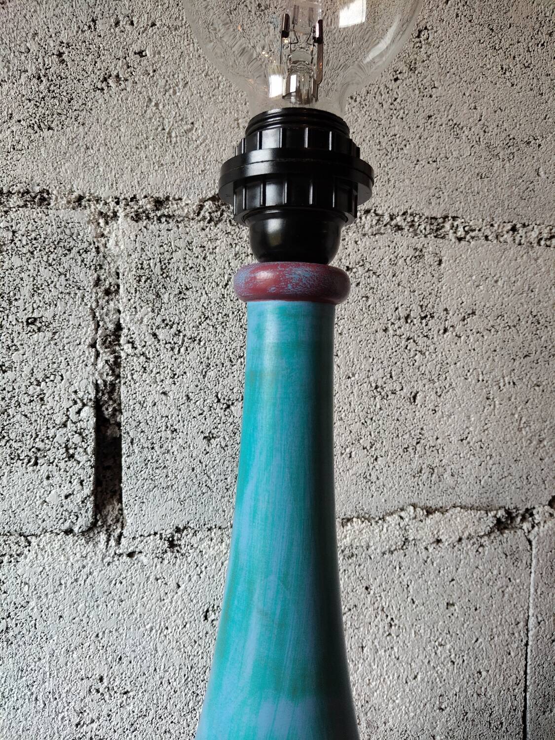 Patinated wooden sculptural lamp – unique piece
