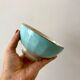 earthenware bowl Moulins des Loups sky blue and edging 40s-50s