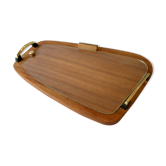 Plateau en teck et verre, scandinave, années 60