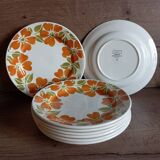 8 Digoin seventies floral dessert plates