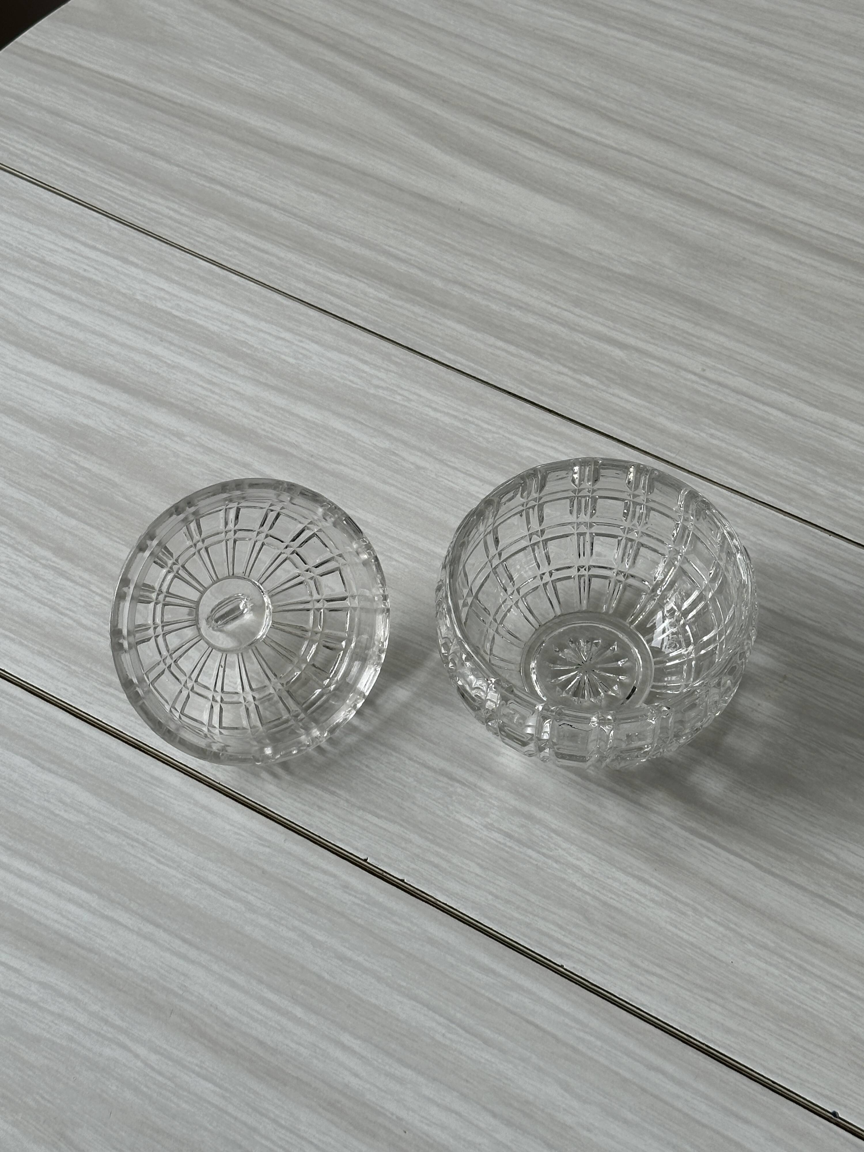 Chiseled crystal sugar bowl