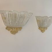 Pair of vintage pressed molded wall sconces, Murano glass, Italy, 1980