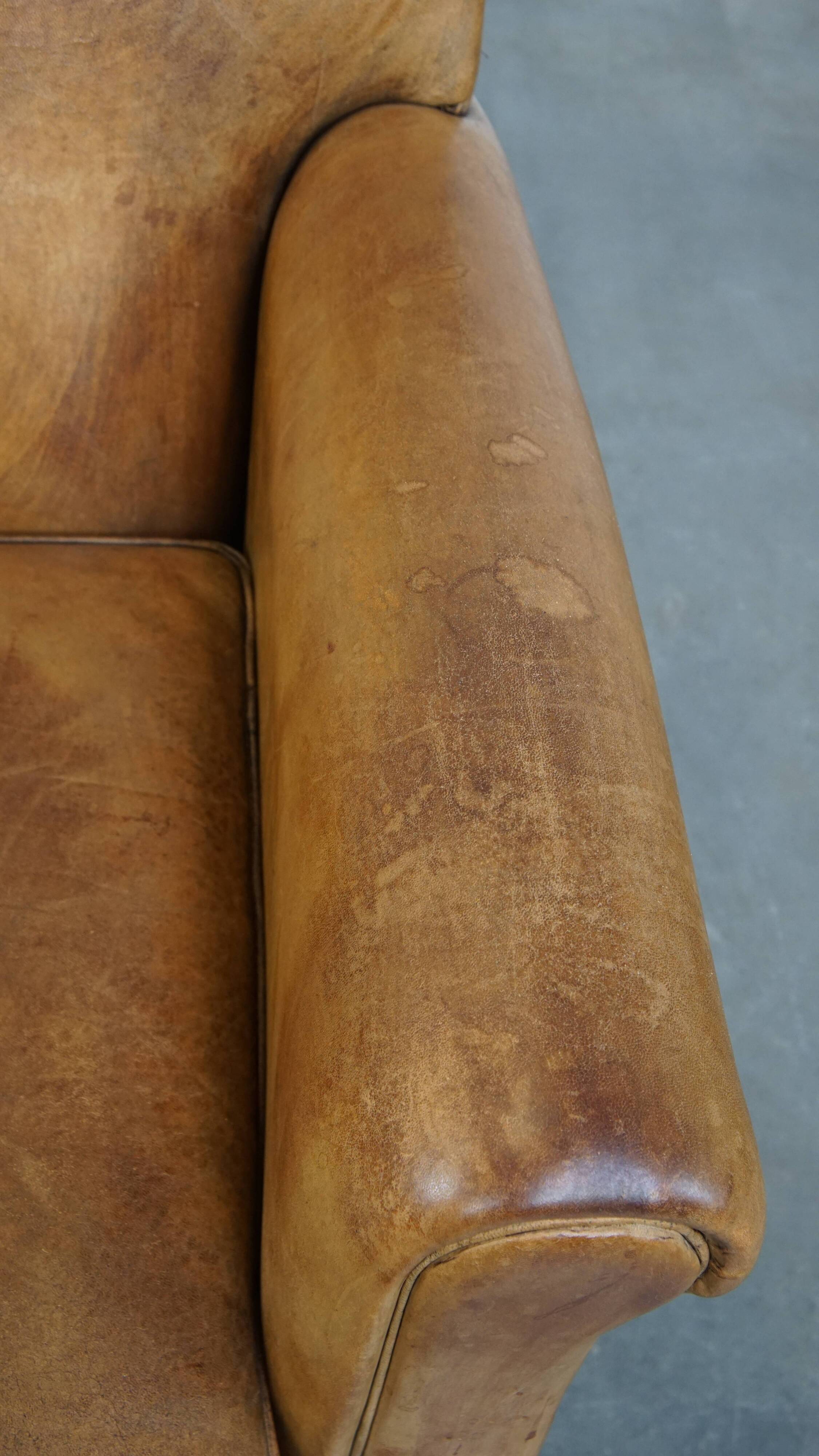 Vintage sheepskin leather armchair