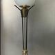 Vintage Italian Brass Floor Lamp in the style of Stilnovo, three legs, opaline