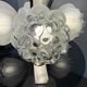 Vintage chandelier with 4 glass bubble globes and silvered metal.