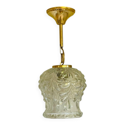 Suspension en verre moulé et métal doré vintage