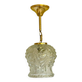 Suspension en verre moulé et métal doré vintage