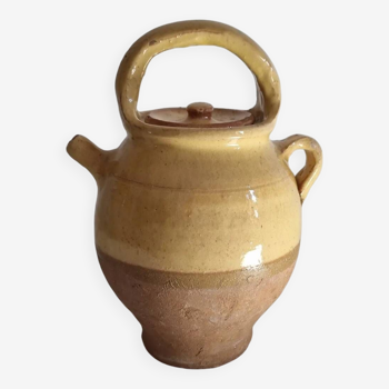 Glazed terracotta jug with lid