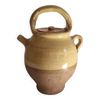 Glazed terracotta jug with lid