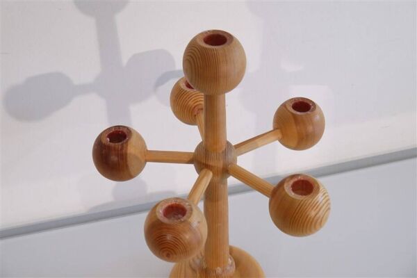 Chandelier scandinave en bois 1970