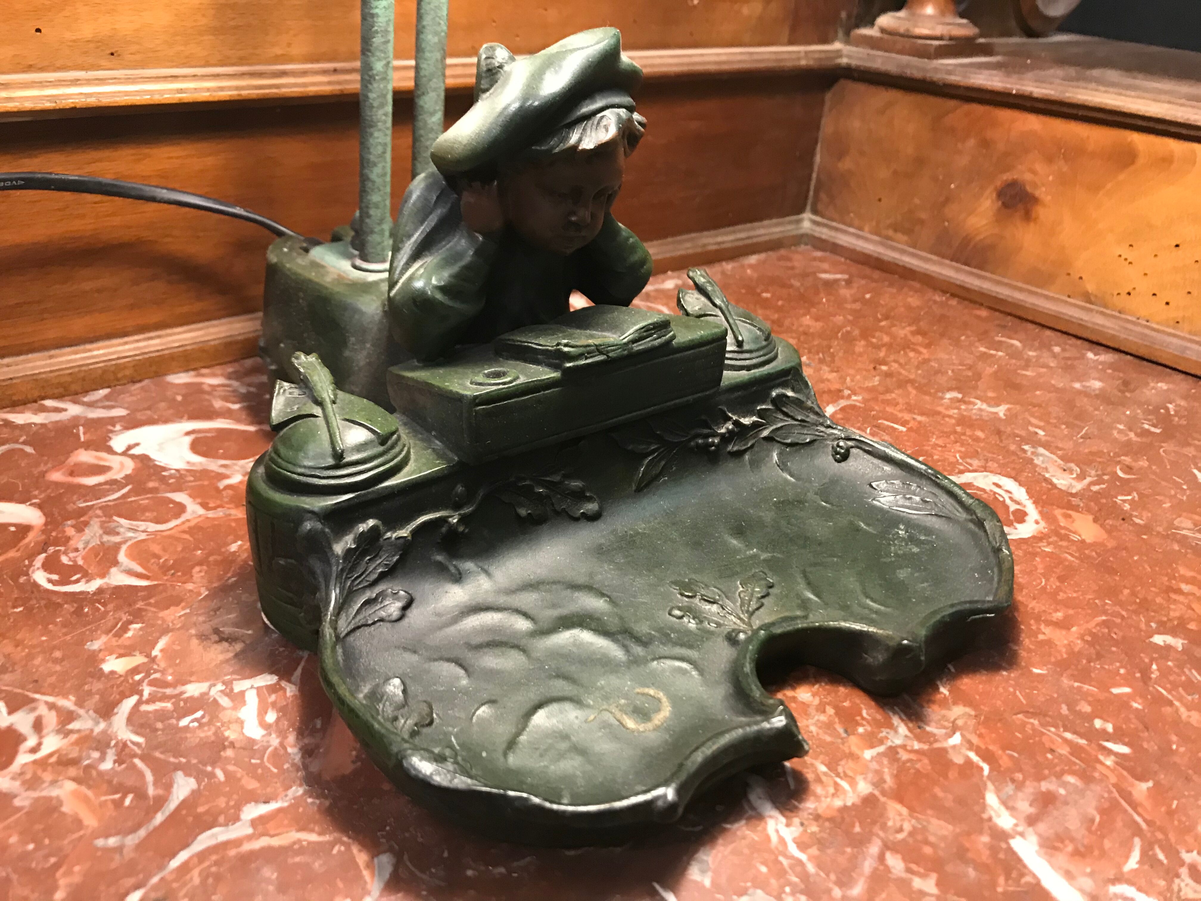 Art Nouveau bank lamp Augustin Moreau