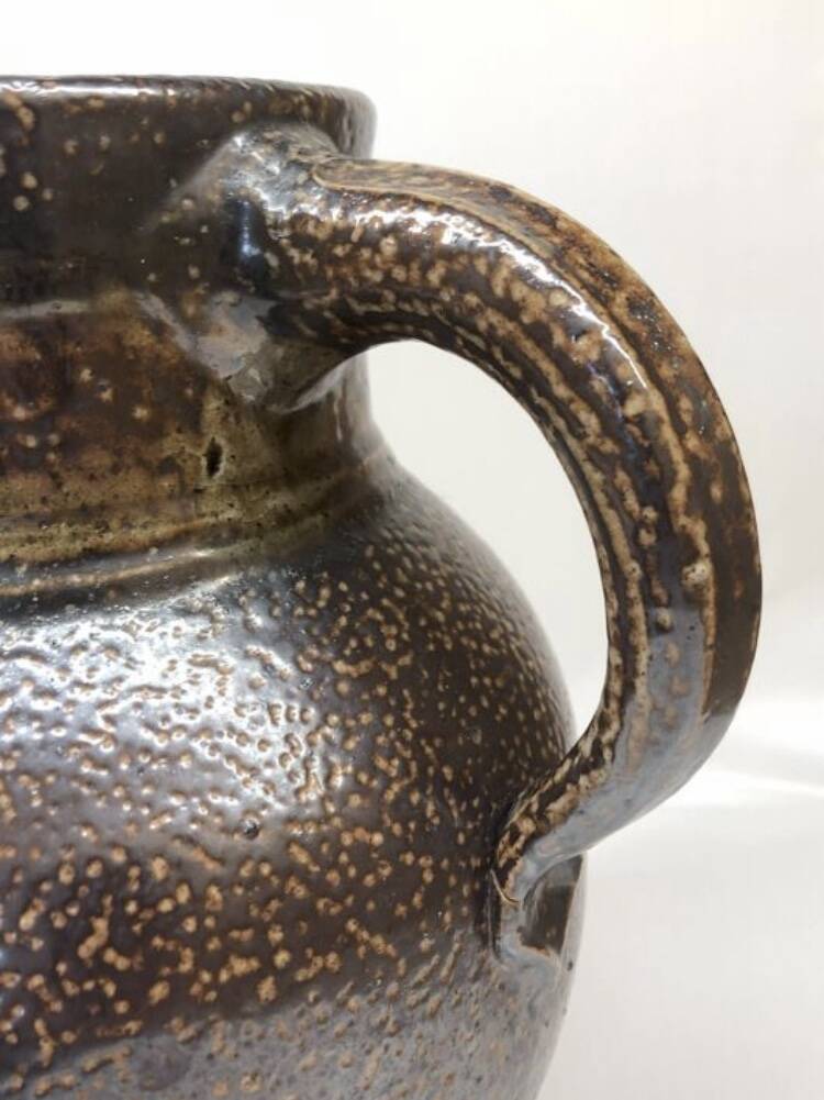Metallic brown stoneware vase
