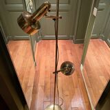 Danish floor lamp 2 height adjustable reflectors in gilded brass TS BELYSNING