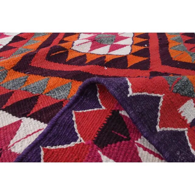 1970s Vintage Turkish Hand-Knotted Wool Cotton Pink Runner Rug 91x340