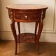 Vintage side table inlaid with Asian motifs and gilded bronze.