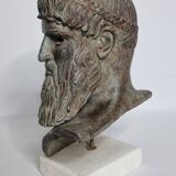 Bust of Poseidon in patinated plaster on plaster base,