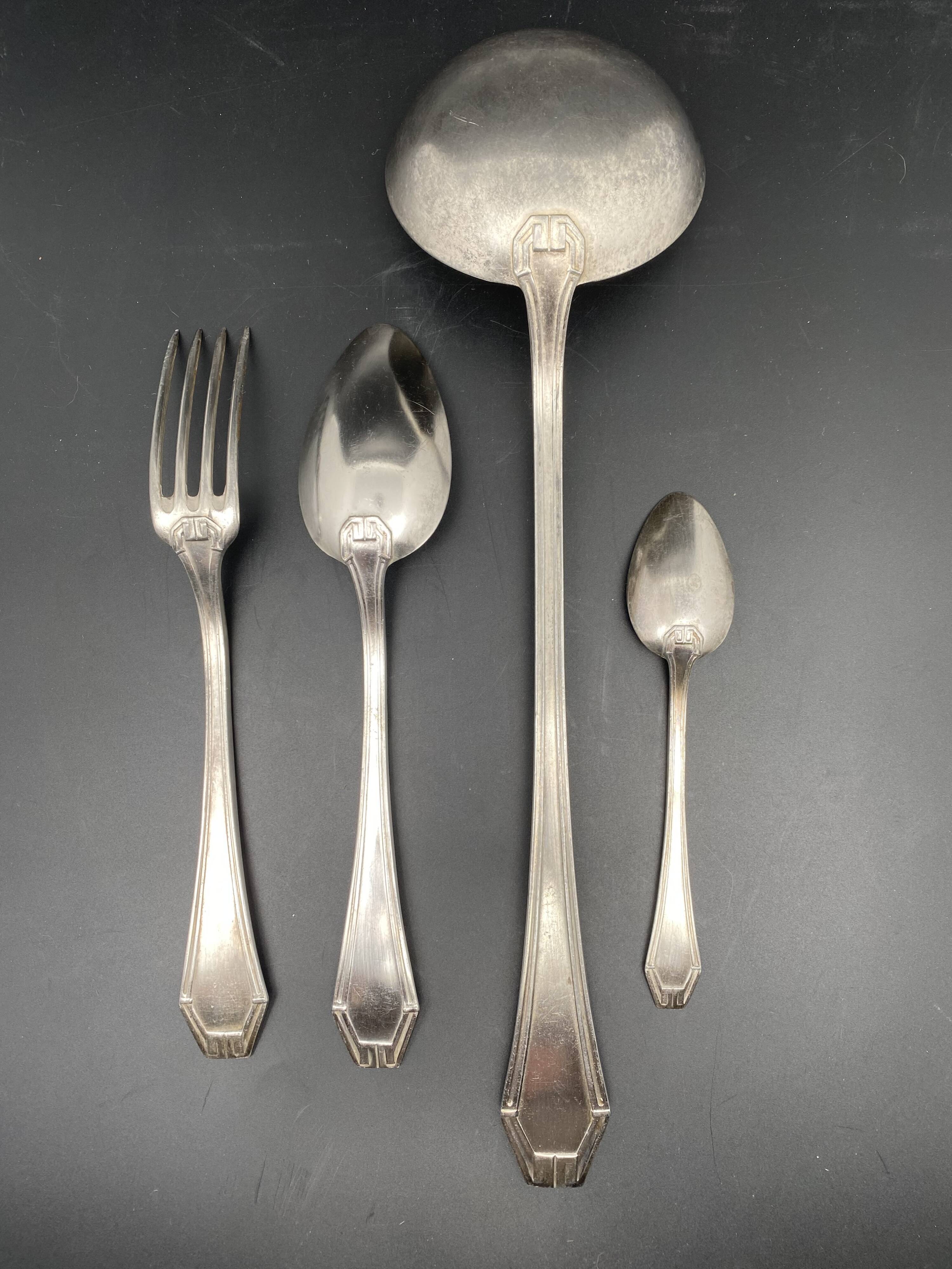 Art Deco silver metal cutlery set