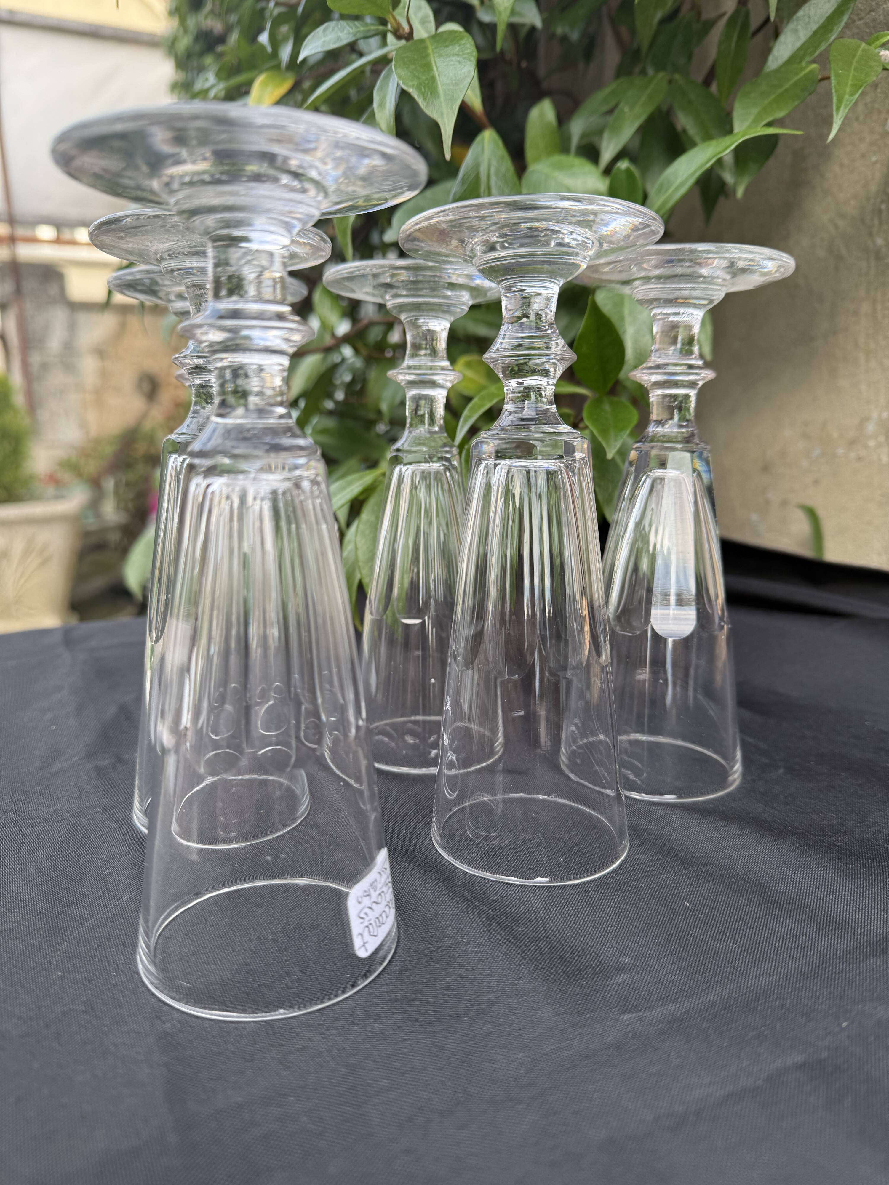 6 Champagne Flutes – 19th Century Cut Crystal – Baccarat/St.Louis